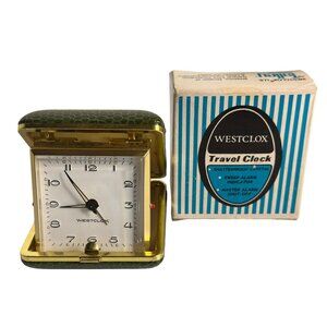 VTG Westclox Travette II 44220 Green Folding Travel Alarm Clock MCM For Parts